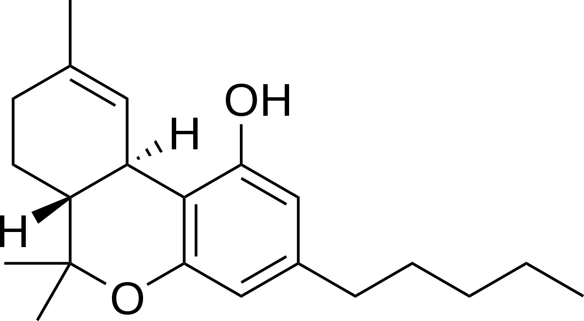 Estrutura química do THC, componente psicoativo da Cannabis